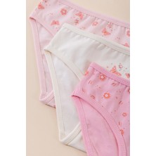 Baykar Kız Çocuk Pamuklu Renkli Baskılı Bikini Külot 3'lü Paket 5704 Renkli