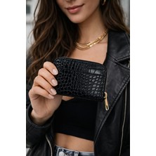 Mini Cüzdan Kartlık Tek Gözlü Fermuarlı Rugan Suni Deri