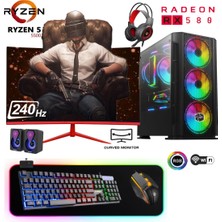 Apphirex TC85X Ryzen 5 5500 16GB Ram 512GB M2 SSD RX580 8gb 24'' 240Hz Curved Masaüstü Oyuncu Bilgisayarı