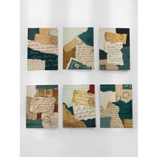 Henno A6 (10,5X14,8 Cm) 6'lı Sanatsal Yırtık Kağıt Kolaj Dokulu Scrapbook Kağıdı | Junk Journal