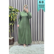 Elmas Tesettür Kadın Giyim Büyük Beden Presli Taşlı Battal Elbise