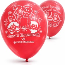Bkmc 👉 (50 Adet) 23 Nisan Temalı Baskılı Kırmızı Balon – Ulusal Egemenlik ve Çocuk Bayramı