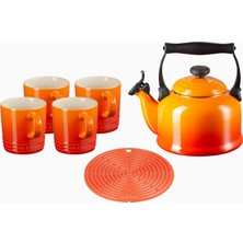Le Creuset 6 Parça Lüks Tasarım Çay Seti Çaydanlık ve Kupalar