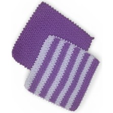 Pafuli El Örgüsü Yıldız Modelli Kare Banyo Lifi  Lila & Beyaz/lila Çizgili