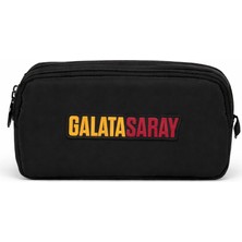 Galatasaray Lisanslı Çift Bölmeli Siyah Kalemlik - Rubber Logolu Su Itici Özellikli Kalem Kutusu