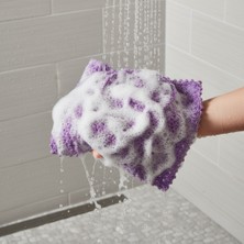 Pafuli El Örgüsü Yıldız Modelli Kare Banyo Lifi  Lila