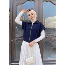 Miostil Fermuar Detay Yelek-Lacivert