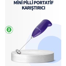 Mini Pilli Portatif Karıştırıcı – Cappuccino, Latte, Frappe ve Kahve Köpürtücü Veralya Te
