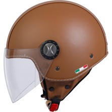 Sway Sw 701 Kahverengi Deri Yarım Kask