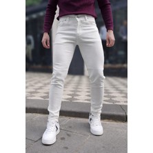 Ceza Denim Erkek Slim Fit Beyaz Likralı Kot Pantolon Jean