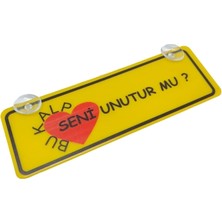 Bu Kalp Seni Unutur Mu? Yazılı Sarı Dekor Plaka Vantuzlu Cam Süsü 22X7.5CM Bksu2 Veralya Oto