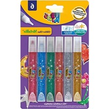 Calperia 6'lı Su Bazlı Simli Yapıştırıcı Seti, Çocuklar Için Metalik Renkler