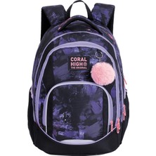Coral High Siyah Mor Pembe Desenli Okul Sırt Çantası 24459