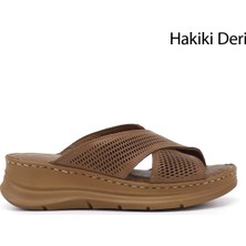 Gönderi(r) Kadın Fındık  Dolgu Taban Hakiki Deri Terlik
