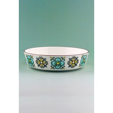 Bursa Porselen Dekor Yeşil Çini Porselen Salata Kasesi