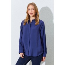 CGA Modal Kadın Gömlek Modal Kumaş Indigo Kadın Gömlek Modal Rahat Kumaş