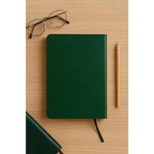 Calperia Yeşil Deri Kapaklı Çizgisiz Not Defteri - A5 Boyut