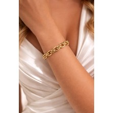 Livaz Accessories Kadın  Çelik Bileklik  Kararmaz  14K Altın Renk Vip Seri Ithal Zincir Bileklik