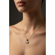 G&A Jewels Derin Bakış 925 Ayar Oksitli Yaldız (Altın) Kaplama Gümüş Kolye
