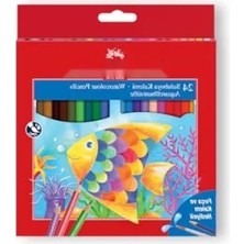 Calperia 24 Renkli Sulu Boya Kalemi Seti, Suda Çözünebilir, Fırça ve Ekstra Kalem Hediye