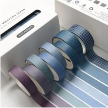 Calperia 7 Renkli Washi Bant Seti - Purplish Blue Temalı