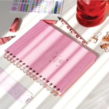 Calperia Sert Kapak Keten Noktalı Not Defteri - A5 Boyutunda Şeker Pembe