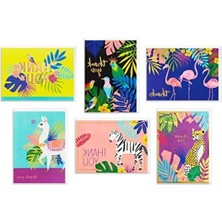 Calperia Tropik Hayvanlar Temalı Teşekkür Kartı Seti, 24 Çeşitli Kart ve Zarflar