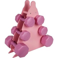 Calperia Pembe Renk Dambıl Seti + Stand, 3 Ağırlık Seçeneği