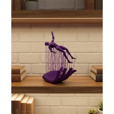 MiraLive 3D El Formlu Insan Figürü Mor Özgün Sanat Biblosu 12X18 cm