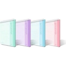 Calperia Pastel Renkli A4 Bloknot - 80 Yaprak, Spiral Cilt