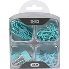 Calperia 4'lü Gökkuşağı Kutu Ataş ve Raptiye Seti, Turkuaz