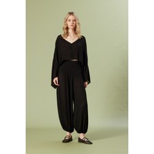 Nisan Triko Korsajlı Balon Pantolon