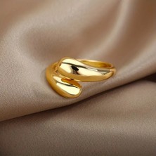 Blue Cat Bijouterie Geometrik Su Damlası Şekilli Parlak Yüzük