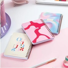 Calperia 3'lü Spiralli Çizgili Defter Seti - Soyut Gradient Tasarım