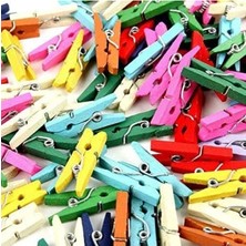 Calperia 24 Adet Doğal Ahşap Mini Not Mandalı Seti