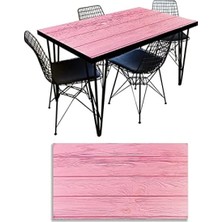 Calperia Pembe Ahşap Desenli Masa Kaplama Folyosu