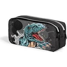 Calperia Iki Bölmeli Siyah Dinozor Kalem Çanta