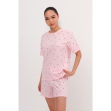 Aksesuarista.co Kalp Desenli Şortlu Pijama Takımı
