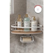 Okyanus Home Beyaz Due Tek Katlı Üçgen Şampuanlık & Sabunluk 21 cm