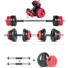 Calperia Multifonksiyonel Halter ve Dambıl Seti - Kırmızı-Siyah