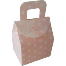 Calperia Pembe Puanlı Hediyelik Çanta ve Lokum Kutusu (25 Adet)