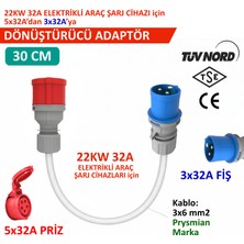 Hgsşarj 5X32A Priz(Kapaklı), 3X32A Fiş Dönüştürücü Adaptör. 3x6 Kablo Kalınlığı, Kablo Prysmian Marka
