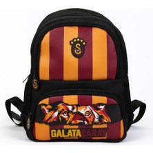 Galatasaray Lisanslı Aslan Desenli 3 Bölmeli Anaokulu Çantası - Su Itici Kumaşlı Sırt Çantası