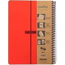 Calperia A4 Boyutunda 6 Konulu Spiralli Defter, 180 Yaprak, Kırmızı Kapak