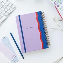 Calperia Minimalist Tasarımlı A5 Spiralli Düz Not Defteri - Lila Renk