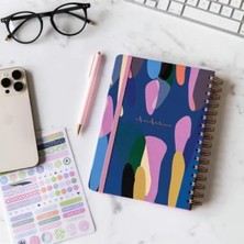 Calperia Lacivert Damla Desenli A5 Spiralli Düz Not Defteri