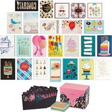 Calperia Modern Çiçek Desenli 24 Adet El Yapımı Tebrik Kartı Seti