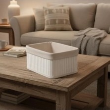 Calperia Çok Amaçlı Bambu Düzenleyici ve Saklama Sepeti - Beyaz Ahşap