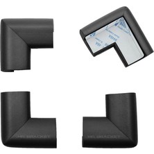 Mr.Bracket 4 Ad. Hazır Yapışkanlı Siyah Kalın Kauçuk Yumuşak Bebek Köşe Koruyucu Sünger Mobilya Kenar Koruma