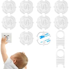 Mr.Bracket 10 Kapak + 2 Anahtar Otomatik Priz Koruyucu Çocuk Kilidi Seti Şeffaf - 3m Yapışkanlı Priz Kapatıcı